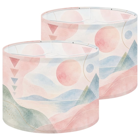 Lampshades 2 Pack Abstract Watercolor Pink Sun Geometric Shapes 13