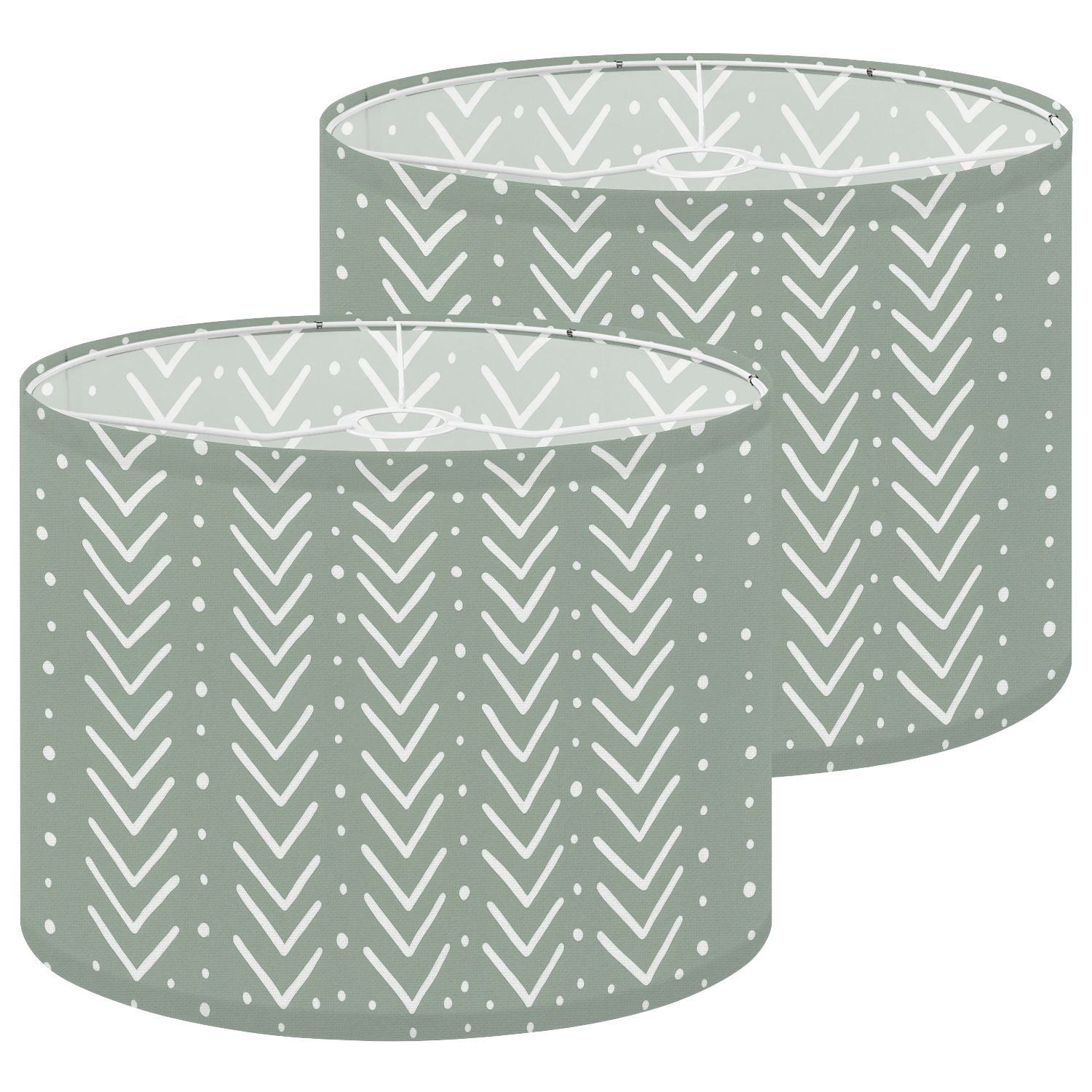Lampshades 2 Pack African Fabric Ethnic Seamless Sage Green Striped 13"x13"x10" Light Shade for Table Lamps Floor Lamps Drum Lamp Shades Chandelier Lamp Shades Lampshade Replacement Easy Assembly