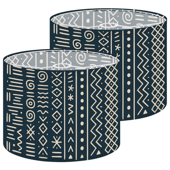 Lampshades 2 Pack African Print Fabric Seamless Tribal Traditional Ethnic 13"x13"x10" Light Shade for Table Lamps Floor Lamps Drum Lamp Shades Lampshade Replacement Easy Assembly