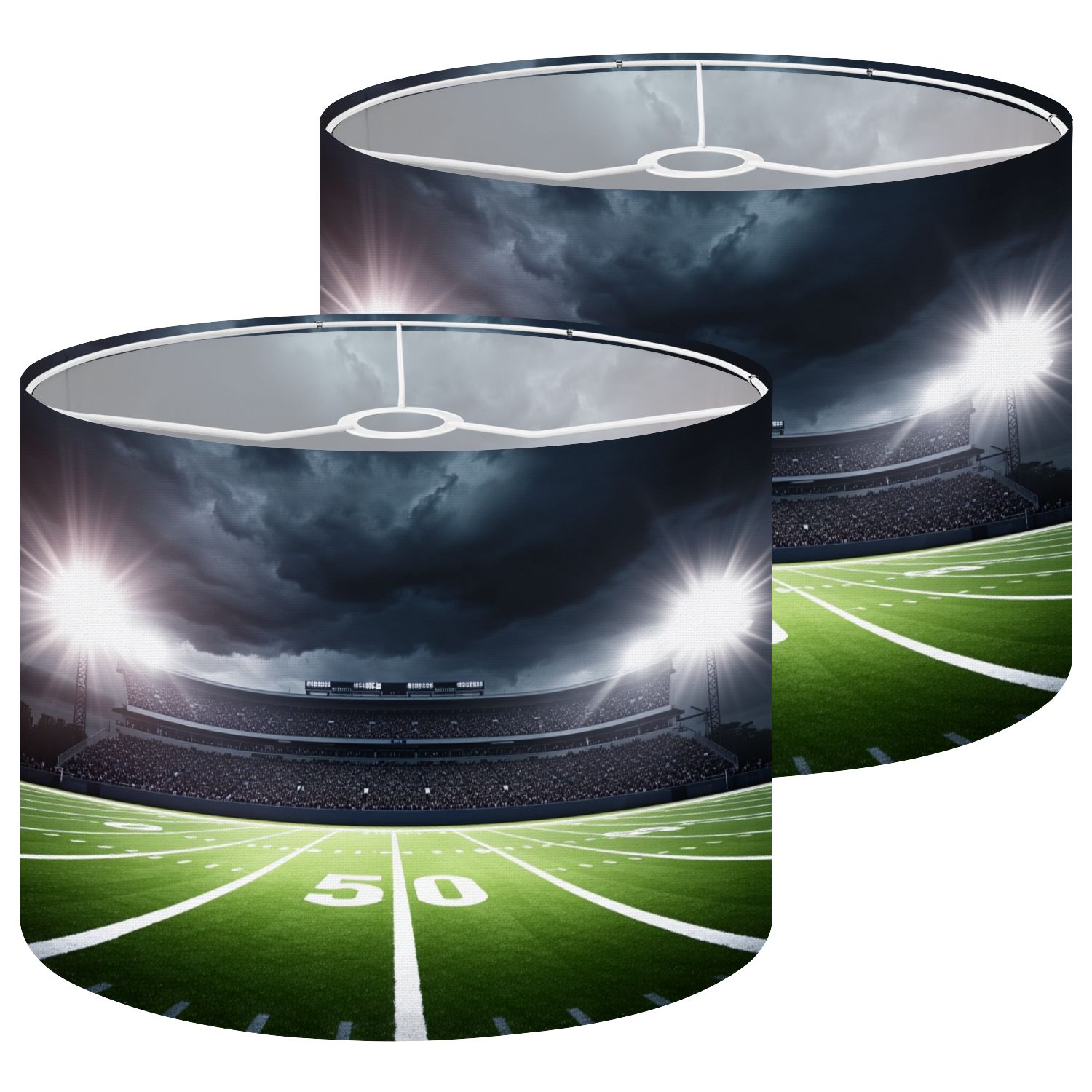 Lampshades 2 Pack American football satdium 13"x13"x10" Light Shade for Table Lamps Floor Lamps Drum Lamp Shades Lampshade Replacement Kids Room Nursery Game Room Man Cave Decor Easy Assembly