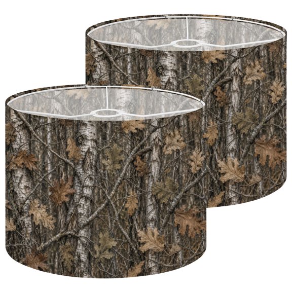 Lampshades 2 Pack Autumn Forest Camouflage Oak Leaves Tree Branches 13"x13"x10" Light Shade for Table Lamps Floor Lamp Shades Lampshade Replacement Easy Assembly