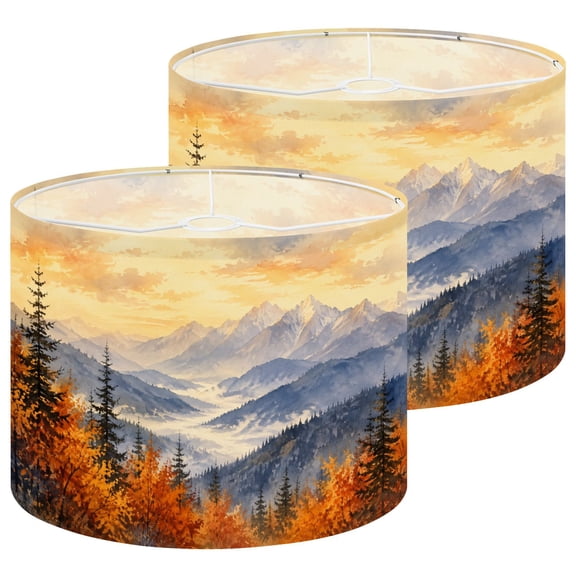 Lampshades 2 Pack Autumn Mountain Landscape Golden Forest Snowy Peaks Misty Valley 13"x13"x10" Light Shade for Table Lamps Floor Lamp Shades Lampshade Replacement Easy Assembly