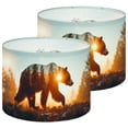 thumbnail image 1 of Lampshades 2 Pack Bear Forest Wildlife Photography Rustic Cabin Woodland 13"x13"x10" Light Shade for Table Lamps Floor Lamps Drum Lamp Shades Lampshade Replacement Easy Assembly, 1 of 8