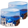 thumbnail image 1 of Lampshades 2 Pack Beautiful Scenery Landscape Santorini Churches Sea View 13"x13"x10" Light Shade for Table Lamps Floor Lamps Drum Lamp Shades Lampshade Replacement Easy Assembly, 1 of 8