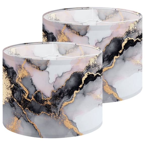 Lampshades 2 Pack Black gold abstract marble liquid ink art painting paper 13"x13"x10" Light Shade for Table Lamps Floor Lamps Drum Lamp Shades Lampshade Replacement Easy Assembly