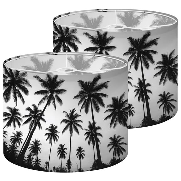 Lampshades 2 Pack Black white photo palm trees 13"x13"x10" Light Shade for Table Lamps Floor Lamps Drum Lamp Shades Chandelier Lamp Shades Lampshade Replacement Easy Assembly