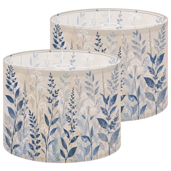 Lampshades 2 Pack Blue Botanical Foliage Delicate Wildflowers Soft Beige 13"x13"x10" Light Shade for Table Lamps Floor Lamp Shades Lampshade Replacement Easy Assembly