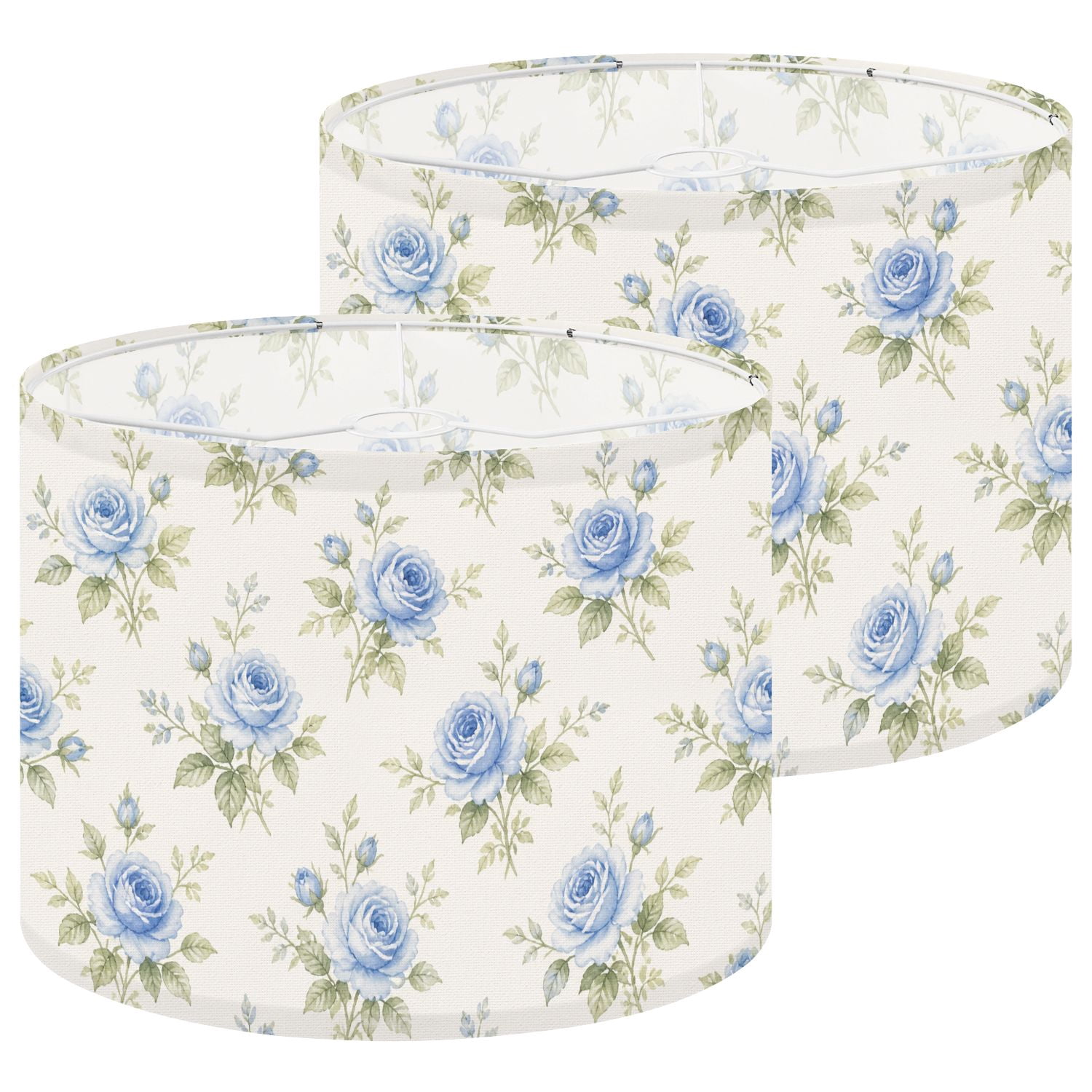 99 Roses Design Lampshades 2 Pack Blue Roses Green Beige Floral Design 13