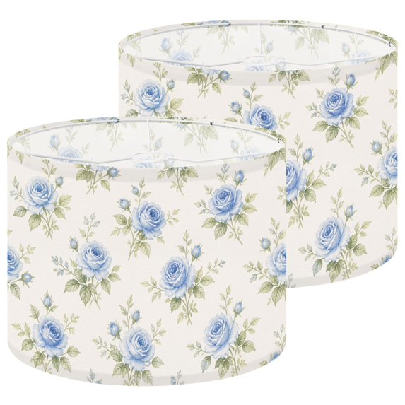 13 Roses Lampshades 2 Pack Blue Roses Green Beige Floral Design 13
