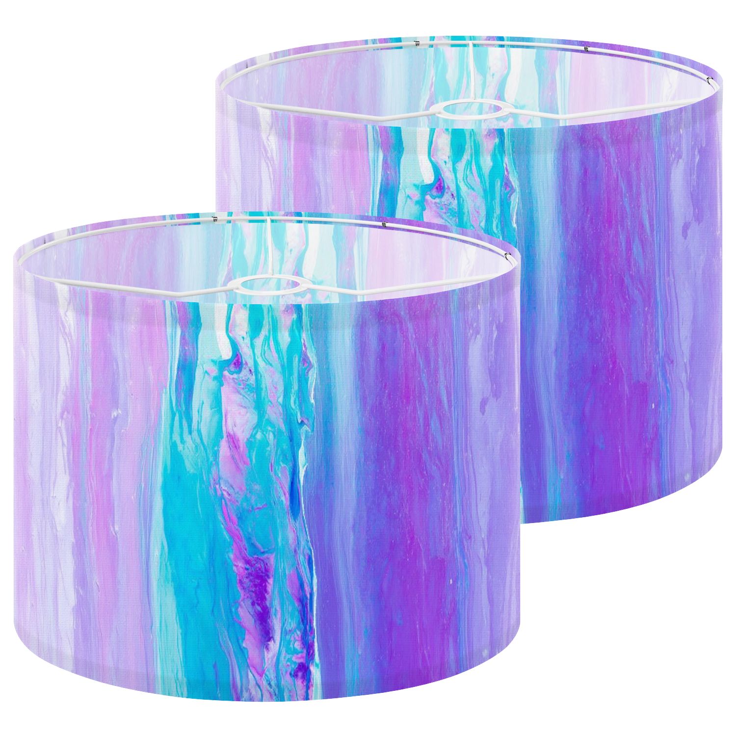 Lampshades 2 Pack Blue green teal pink purple abstract art 13"x13"x10" Light Shade for Table Lamps Floor Lamps Drum Lamp Shades Lampshade Replacement Easy Assembly