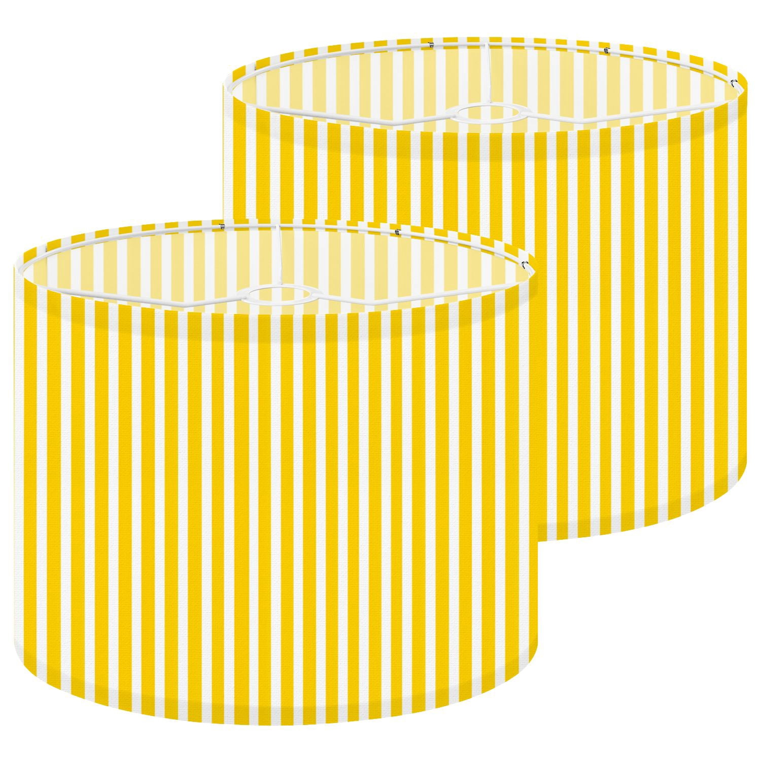 Lampshades 2 Pack Bright Yellow Vertical Stripes Design Spring Decor 13"x13"x10" Light Shade for Table Lamps Floor Lamp Shades Lampshade Replacement Easy Assembly