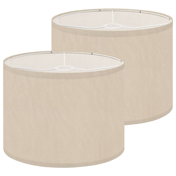 Lampshades 2 Pack Brown light linen texture for your design 13"x13"x10" Light Shade for Table Lamps Floor Lamps Drum Lamp Shades Lampshade Replacement Easy Assembly