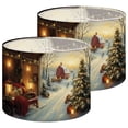 thumbnail image 1 of Lampshades 2 Pack Charming Christmas Tree Farm Country Winter Scene Red Barn 13"x13"x10" Light Shade for Table Lamps Floor Lamps Drum Lamp Shades Lampshade Replacement Easy Assembly, 1 of 8