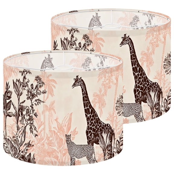 Lampshades 2 Pack Cheetah Giraffe Exotic African Plants Engraving Doodle 13"x13"x10" Light Shade for Table Lamps Floor Lamp Shades Lampshade Replacement Easy Assembly