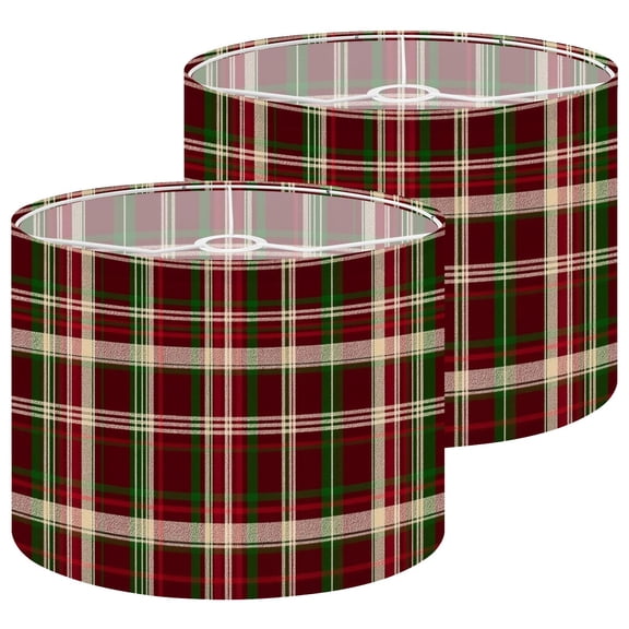Lampshades 2 Pack Classic Red Green Plaid Beige Accents Christmas 13"x13"x10" Light Shade for Table Lamps Floor Lamps Drum Lamp Shades Lampshade Replacement Easy Assembly