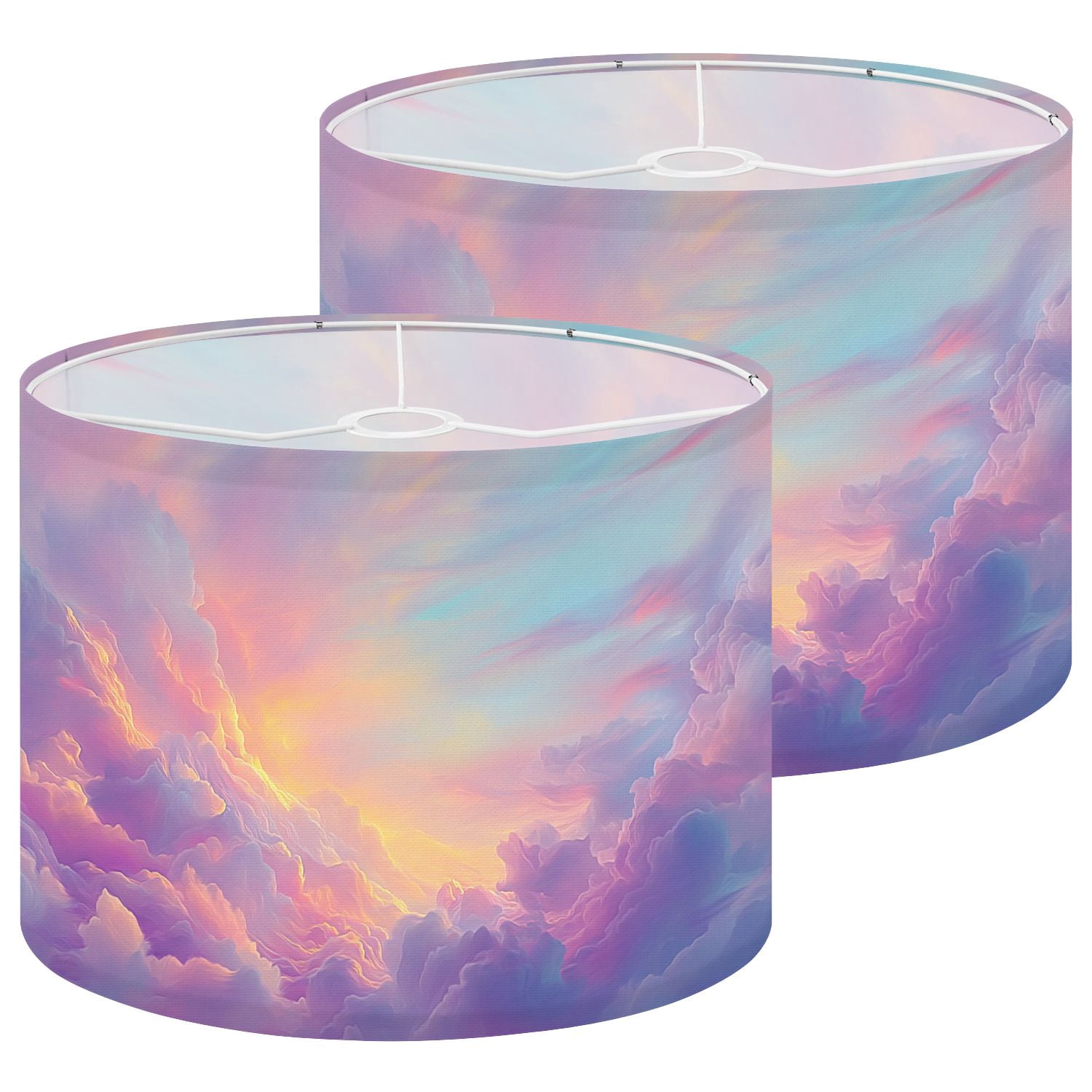Lampshades 2 Pack Colorful Cloud Kids Clouds Sunset Sky Pastel Hues Light Reflections 13"x13"x10" Light Shade for Table Lamps Floor Lamps Drum Lamp Shades Lampshade Replacement Easy Assembly