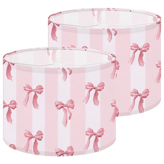 Lampshades 2 Pack Coquette aesthetic pink ribbon bow striped Spring Decor 13"x13"x10" Light Shade for Table Lamps Floor Lamp Shades Lampshade Replacement Easy Assembly