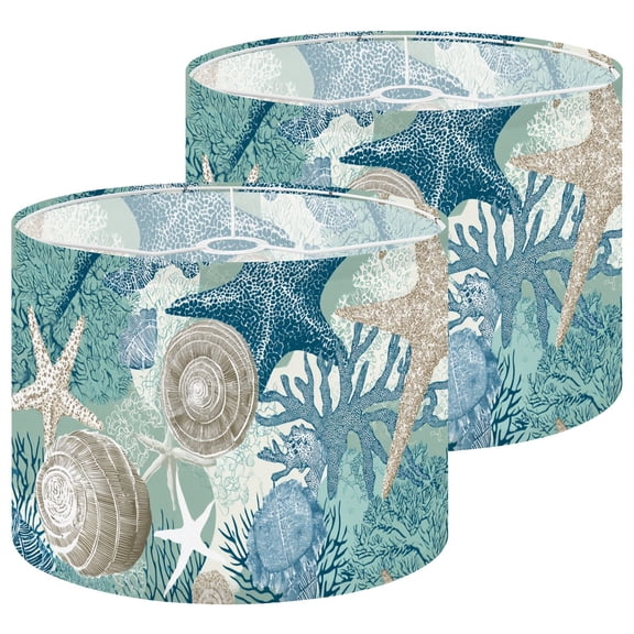 Lampshades 2 Pack Cute seamless corals seashells 13"x13"x10" Light Shade for Table Lamps Floor Lamp Shades Lampshade Replacement Easy Assembly