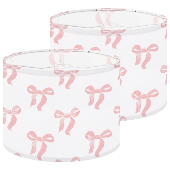 Lampshades 2 Pack Cute seamless pink ribbon bow white Spring Decor 13"x13"x10" Light Shade for Table Lamps Floor Lamp Shades Lampshade Replacement Easy Assembly