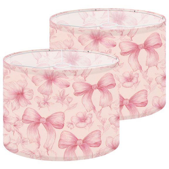 Lampshades 2 Pack Delicate Pink Floral Ribbon Design 13"x13"x10" Light Shade for Table Lamps Floor Lamp Shades Lampshade Replacement Easy Assembly