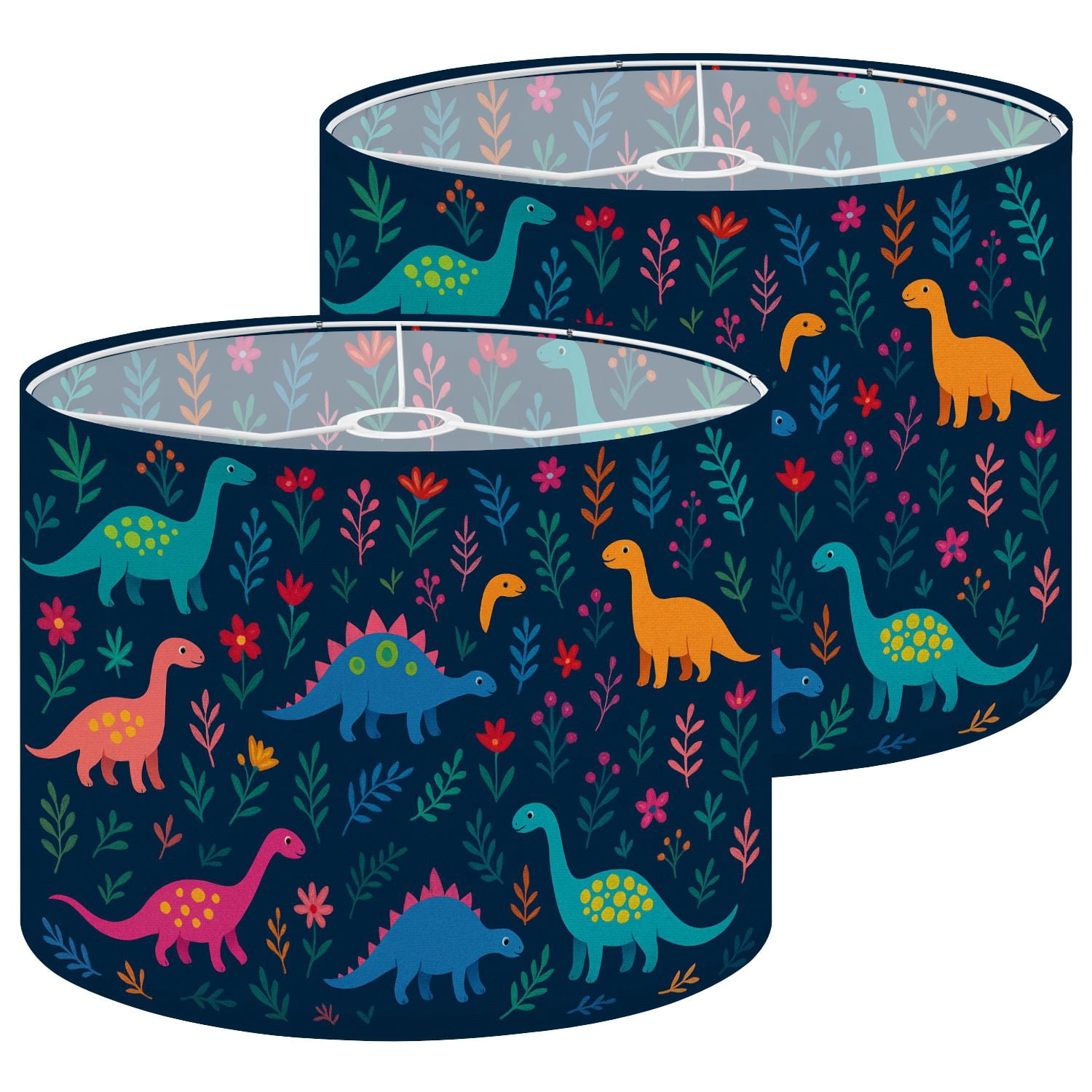 Lampshades 2 Pack Dinosaurs Cute kids for girls boys Colorful Cartoon Animals 13"x13"x10" Light Shade for Table Lamps Floor Lamps Drum Lamp Shades Lampshade Replacement Easy Assembly