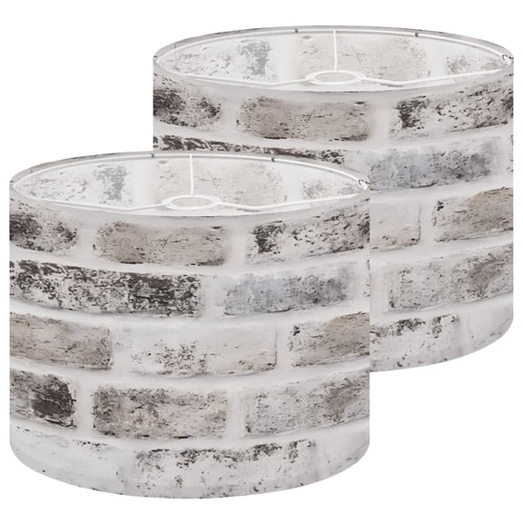 Lampshades 2 Pack Distressed Vintage Brick Wall Neutral Tones 13"x13"x10" Light Shade for Table Lamps Floor Lamp Shades Linen Desk Lampshade Replacement with Spider Fitter Easy Assembly