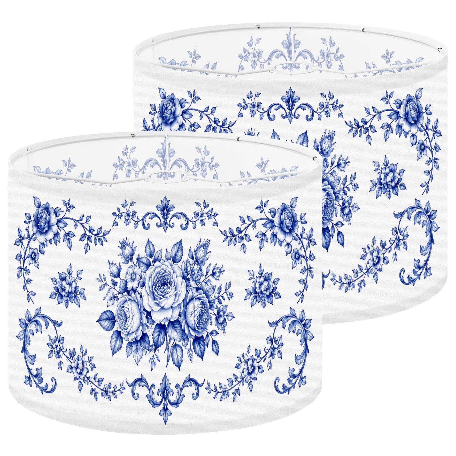 Shade Cloth For Roses Lampshades 2 Pack Elegant Blue Floral Roses Decorative 13