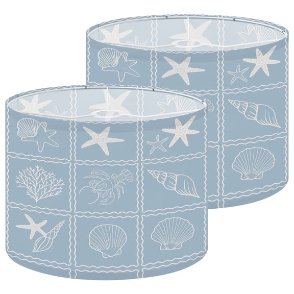 Lampshades 2 Pack Elegant Coastal Nautical Vintage Marine Elements Design 13"x13"x10" Light Shade for Table Lamps Floor Lamps Drum Lamp Shades Lampshade Replacement Easy Assembly