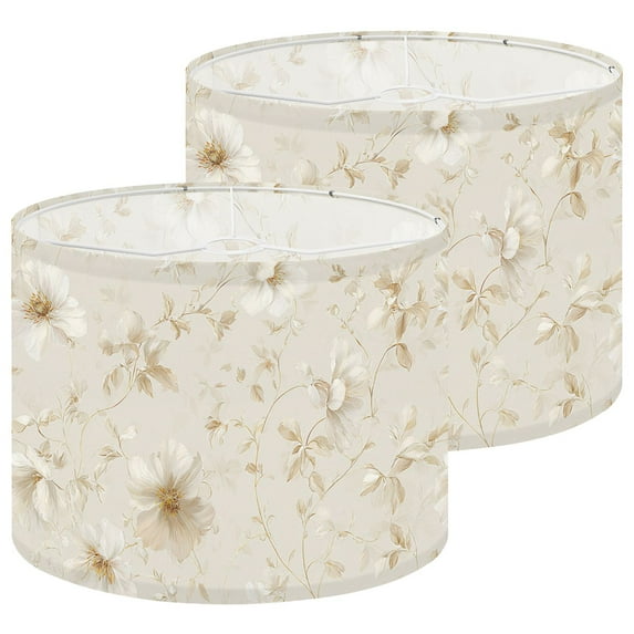 Lampshades 2 Pack Elegant Floral Beige Cream Flowers Soft 13"x13"x10" Light Shade for Table Lamps Floor Lamps Drum Lamp Shades Lampshade Replacement Easy Assembly