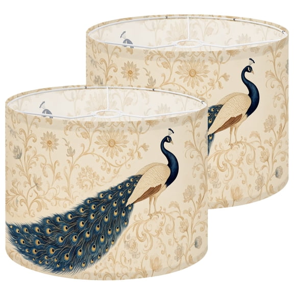 Lampshades 2 Pack Elegant Peacock Intricate Floral Vivid Tail Feathers 13"x13"x10" Light Shade for Table Lamps Floor Lamp Shades Lampshade Replacement Easy Assembly