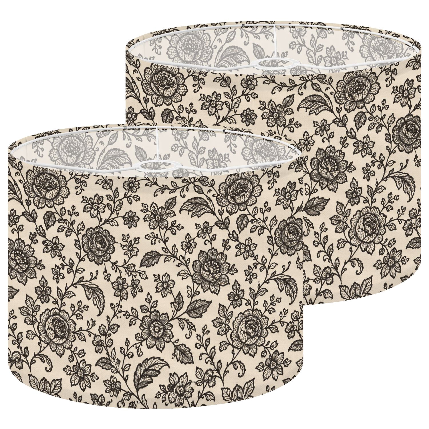 Shade Cloth For Roses Lampshades 2 Pack Floral Roses Vintage Gothic classical elegant Leaves ...