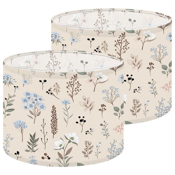 Lampshades 2 Pack Floral abstract flowers branches leaves pine cones 13"x13"x10" Light Shade for Table Lamps Floor Lamps Drum Lamp Shades Lampshade Replacement Easy Assembly