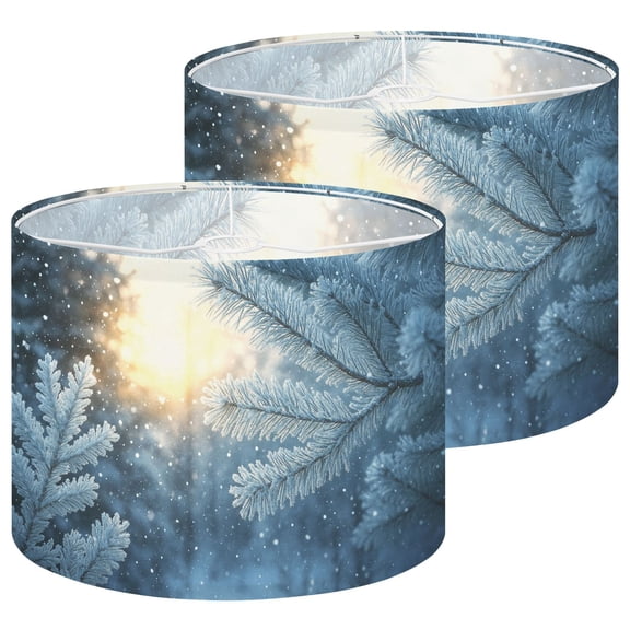Lampshades 2 Pack Frosted pine branches Winter woods 13"x13"x10" Light Shade for Table Lamps Floor Lamps Drum Lamp Shades Chandelier Lamp Shades Lampshade Replacement Easy Assembly