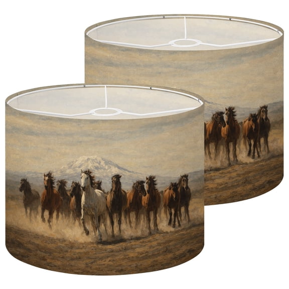 Lampshades 2 Pack Horses Running Free Wild Wildlife 13"x13"x10" Light Shade for Table Lamps Floor Lamp Shades Lampshade Replacement Easy Assembly