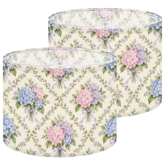Lampshades 2 Pack Hydrangea Floral nature Pink Blue Blossoms Green ...