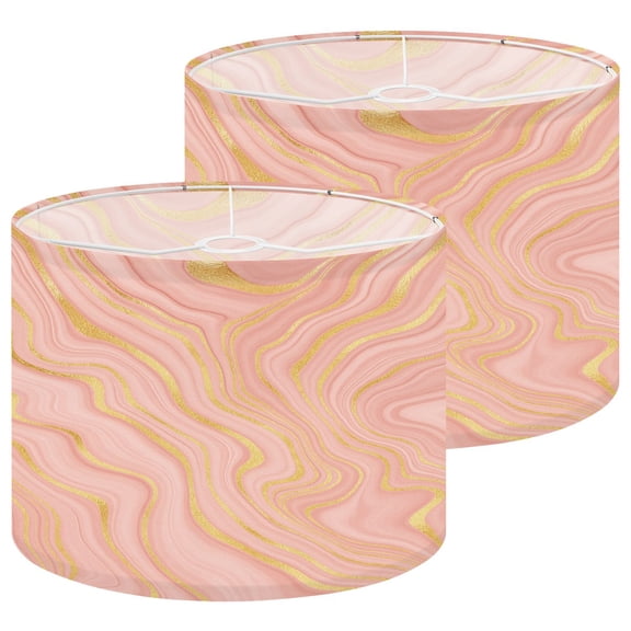 Lampshades 2 Pack Liquid marble design abstract painting gold splash texture 13"x13"x10" Light Shade for Table Lamps Floor Lamps Drum Lamp Shades Lampshade Replacement Easy Assembly
