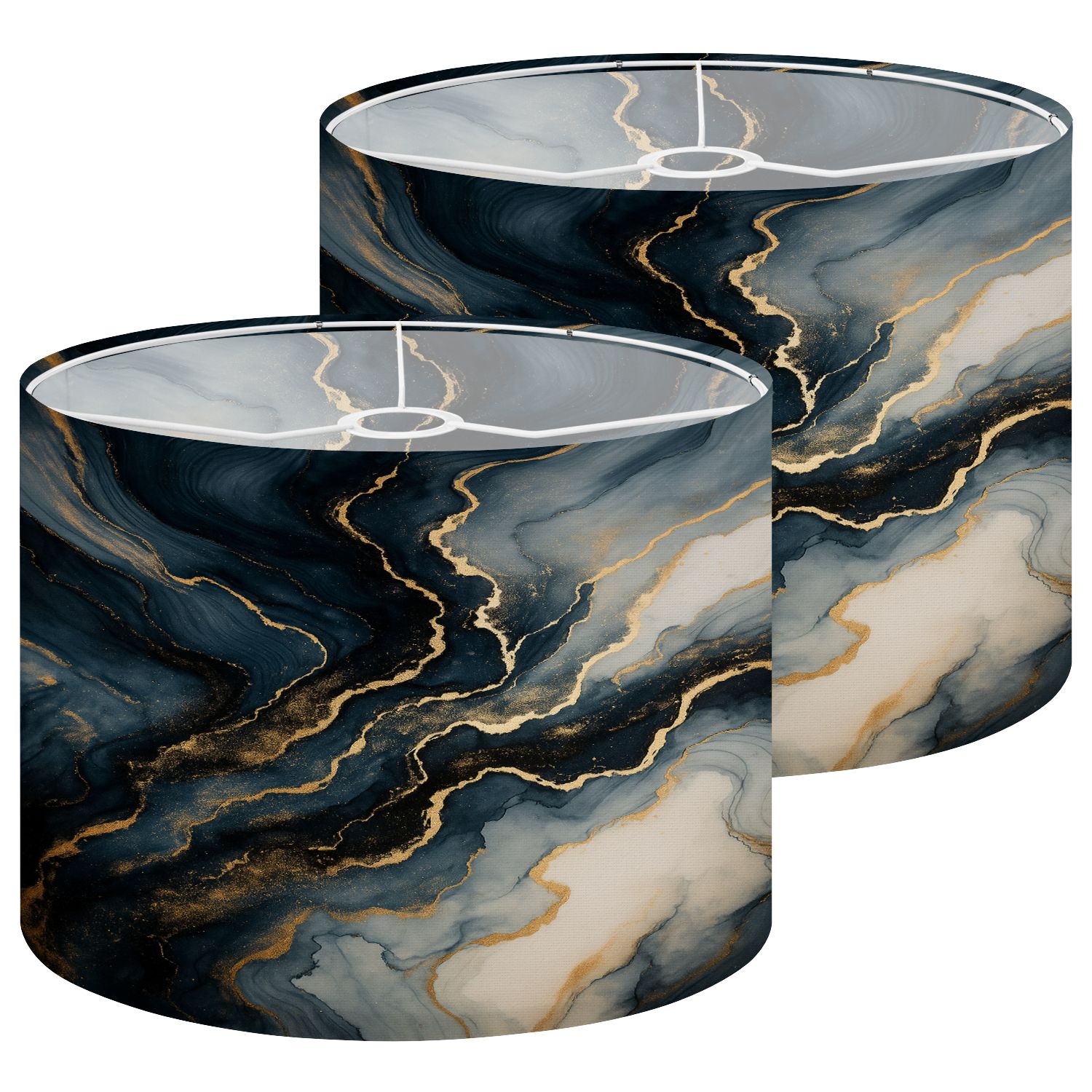 Lampshades 2 Pack Luxury abstract fluid art painting alcohol ink technique mixture dark 13"x13"x10" Light Shade for Table Lamps Floor Lamps Drum Lamp Shades Lampshade Replacement Easy Assembly