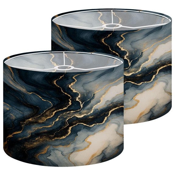 Lampshades 2 Pack Luxury abstract fluid art painting alcohol ink technique mixture dark 13"x13"x10" Light Shade for Table Lamps Floor Lamps Drum Lamp Shades Lampshade Replacement Easy Assembly
