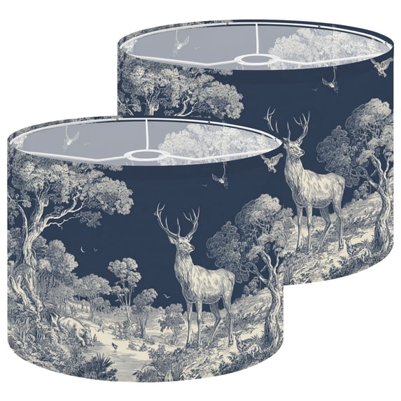 Lampshades 2 Pack Majestic Deer hunting Woodland Landscape White Line ...
