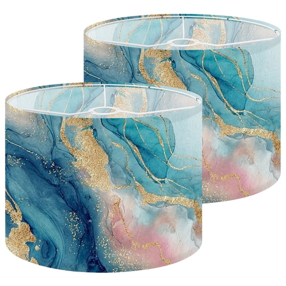 Lampshades 2 Pack Marble Wall poster Abstract pastel pink teal gold white marble alcohol 13"x13"x10" Light Shade for Table Lamps Floor Lamps Drum Lamp Shades Lampshade Replacement Easy Assembly