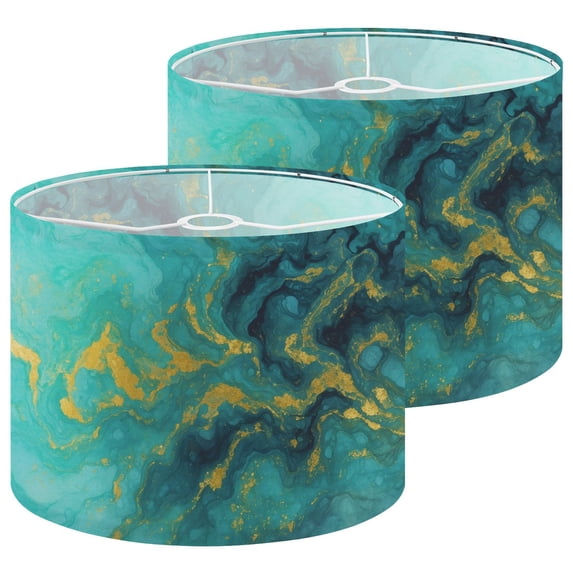 Lampshades 2 Pack Marble abstract acrylic Nature blue marbling artwork 13"x13"x10" Light Shade for Table Lamps Floor Lamps Drum Lamp Shades Lampshade Replacement Easy Assembly