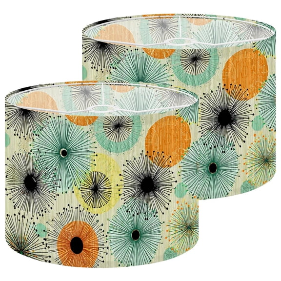 Lampshades 2 Pack Mid Century Vintage 1950s Modern Retro Atomic Circular Flower Bursts 13"x13"x10" Light Shade for Table Lamps Floor Lamps Drum Lamp Shades Lampshade Replacement Easy Assembly