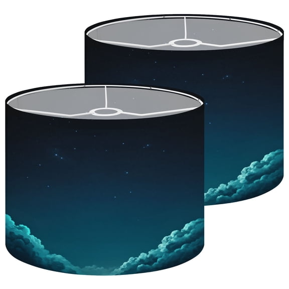 Lampshades 2 Pack Night sky stars clouds 13"x13"x10" Light Shade for Table Lamps Floor Lamps Drum Lamp Shades Lampshade Replacement Easy Assembly