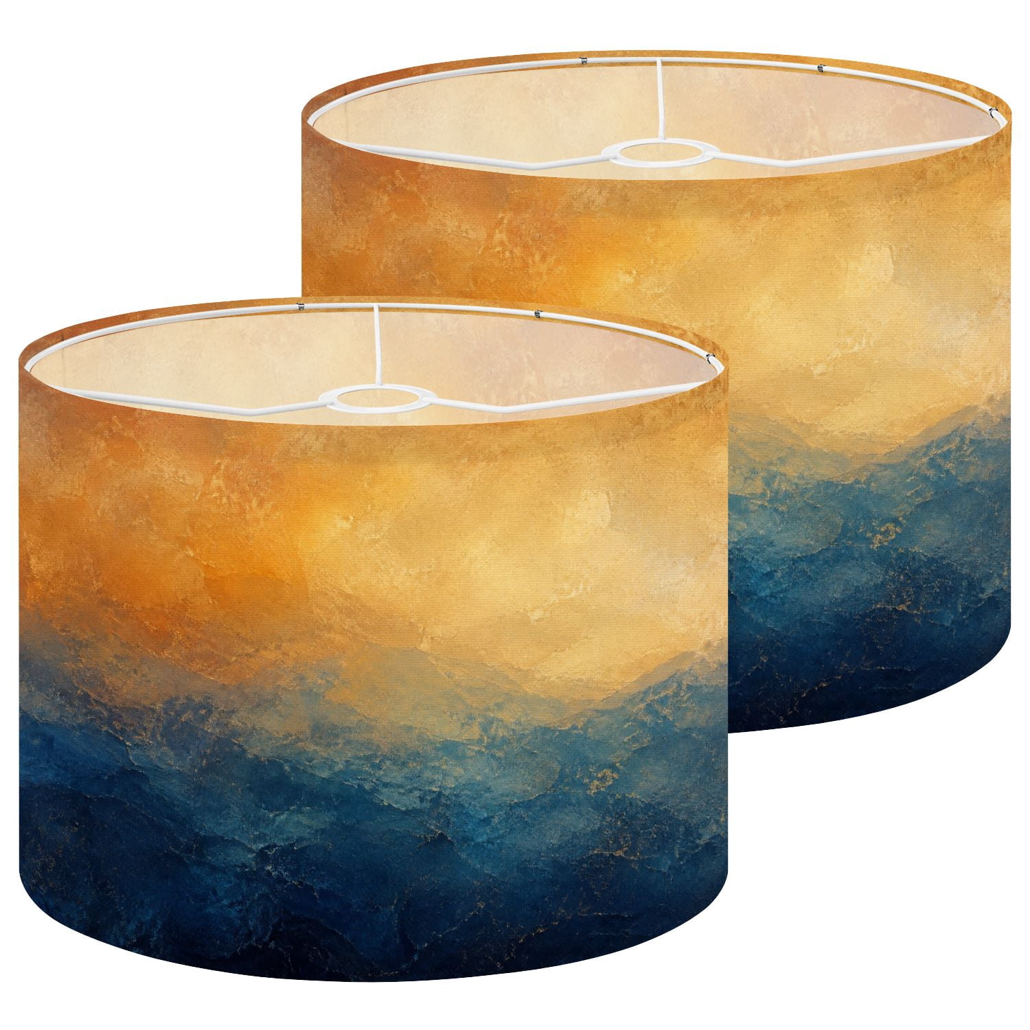 Lampshades 2 Pack Ocean Landscape abstract Golden Sky Deep Blue ...
