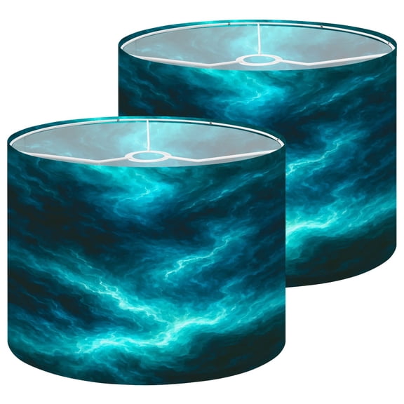 Lampshades 2 Pack Ocean wave seamless Deep blue abstract 13"x13"x10" Light Shade for Table Lamps Floor Lamps Drum Lamp Shades Lampshade Replacement Easy Assembly