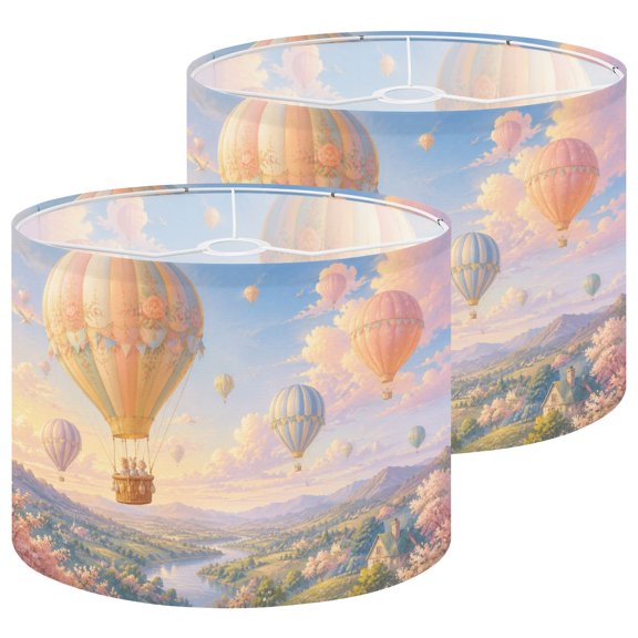 Lampshades 2 Pack Pastel Hot Air Romantic Spring Landscape Cherry 13"x13"x10" Light Shade for Table Lamps Floor Lamp Shades Lampshade Replacement Easy Assembly