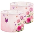thumbnail image 1 of Lampshades 2 Pack Pink Roses Butterflies Soft Floral 13"x13"x10" Light Shade for Table Lamps Floor Lamp Shades Lampshade Replacement Easy Assembly, 1 of 8