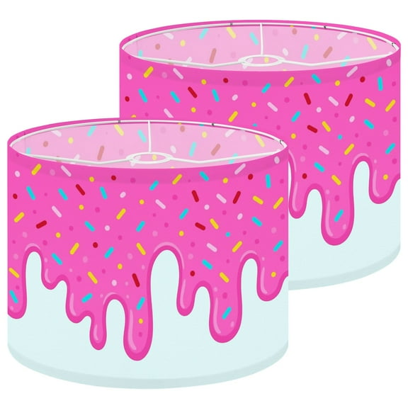 Lampshades 2 Pack Pink ice cream melted colorful cute candy sprinkles long border 13"x13"x10" Light Shade for Table Lamps Floor Lamps Drum Lamp Shades Lampshade Replacement Easy Assembly