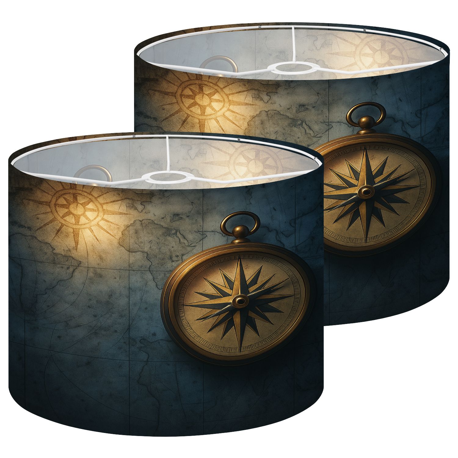 Lampshades 2 Pack Pirate nautical theme grunge Old sea compass abstract ...