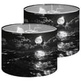 thumbnail image 1 of Lampshades 2 Pack Raven Moon Sea Black White Night Modern Artwork Full Moon Ocean 13"x13"x10" Light Shade for Table Lamps Floor Lamp Shades Lampshade Replacement Easy Assembly, 1 of 8